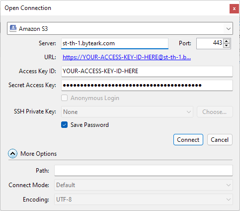 Open Connection dialog in Cyberduck
